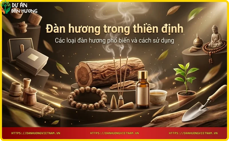 Ba dạng sản phẩm đàn hương: nhang, nến thơm và máy khuếch tán tinh dầu