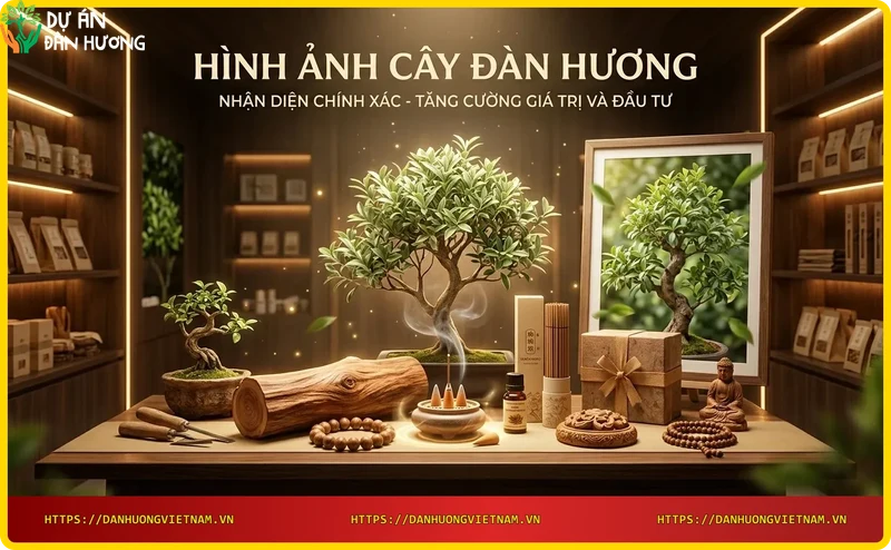 Bàn tay cầm cây giống đàn hương nhỏ