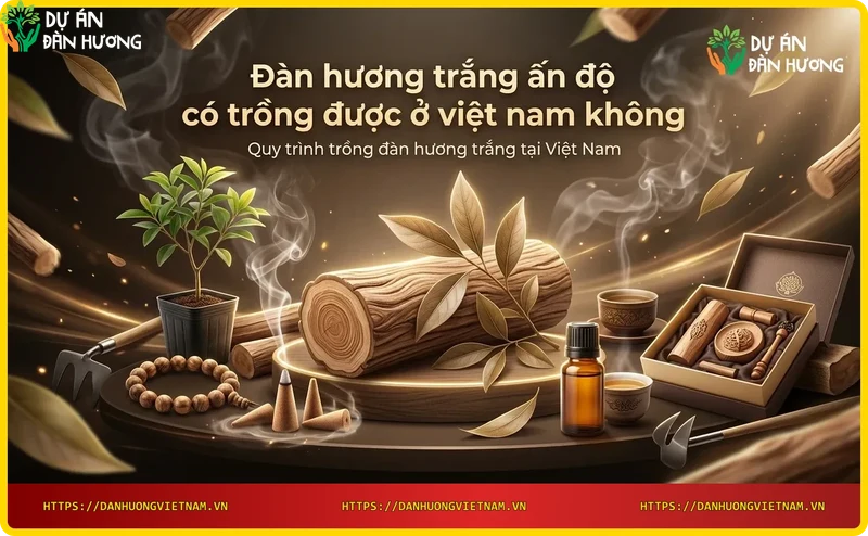 Bàn tay trồng cây đàn hương non xuống đất