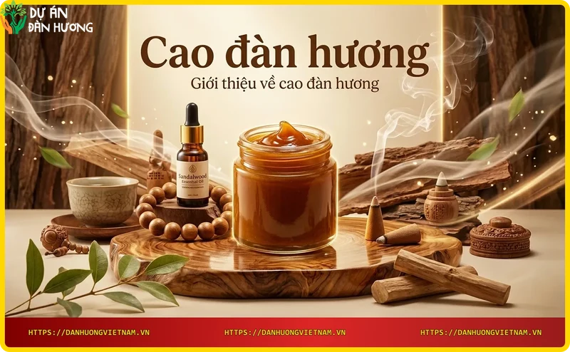 Bát gỗ chứa cao đàn hương cùng vụn gỗ và lá đàn hương