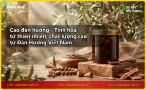 Bát gỗ chứa cao đàn hương cùng vụn gỗ và lá đàn hương
