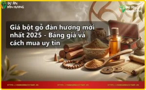 Bát gỗ đựng bột đàn hương mịn và thẻ giá gỗ trắng