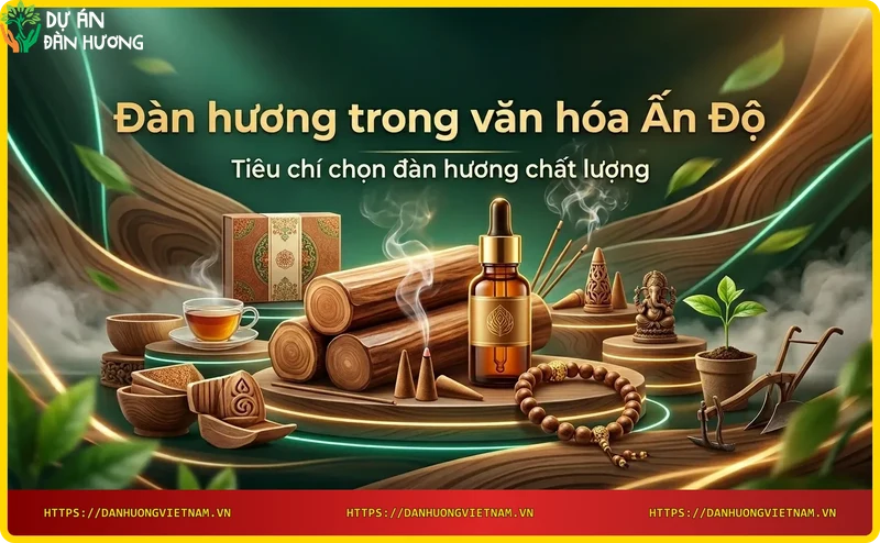 Bộ sản phẩm đàn hương gồm gỗ, tinh dầu, nhang và vòng tay