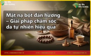 Bột đàn hương nguyên chất trên nền gỗ tối