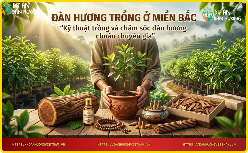Các bước trồng cây đàn hương: đào hố, đặt cây, lấp đất, khoảng cách hợp lý