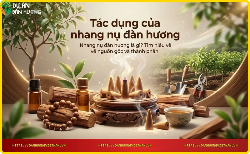 cac-nu-nhang-dan-huong-tren-khay-go-cung-vun-go-va-la-dan-huong Các nụ nhang đàn hương trên khay gỗ cùng vụn gỗ và lá đàn hương
