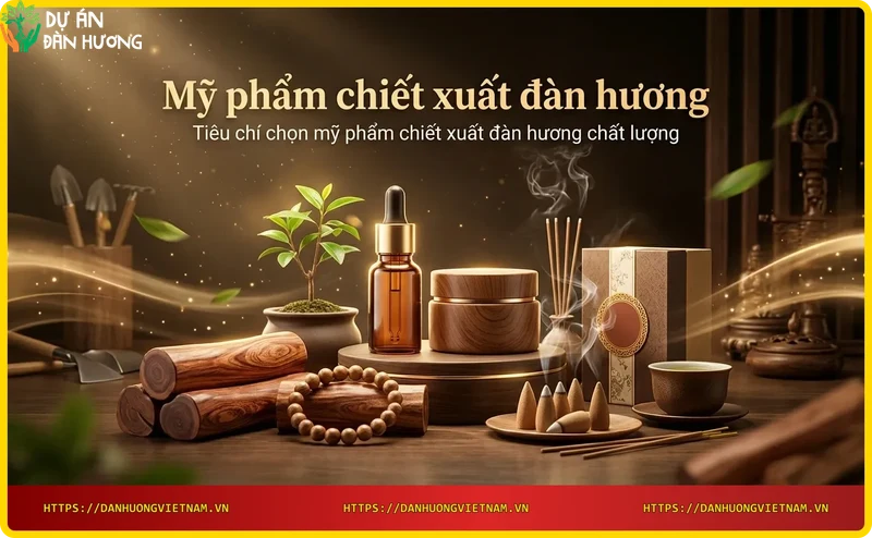 Các sản phẩm mỹ phẩm chiết xuất đàn hương – serum, kem dưỡng, xà phòng