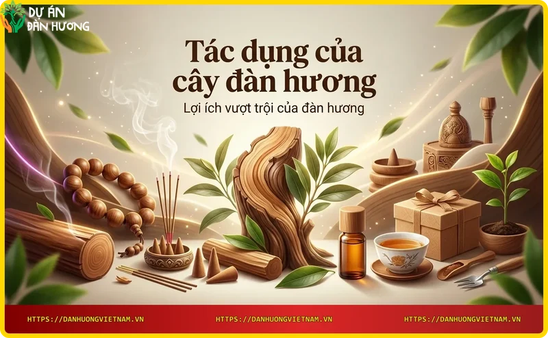 Các sản phẩm từ đàn hương: tinh dầu, nhang, vòng tay và tượng Phật