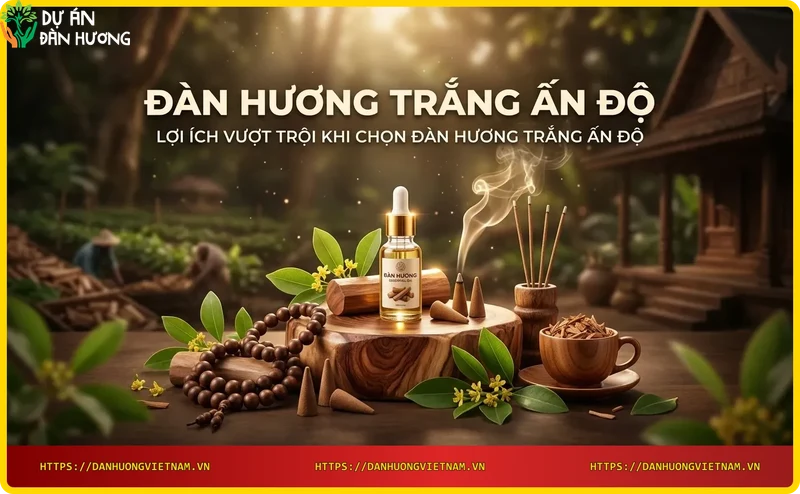 Các sản phẩm từ gỗ đàn hương trắng Ấn Độ: vòng tay, nhang, tượng Phật