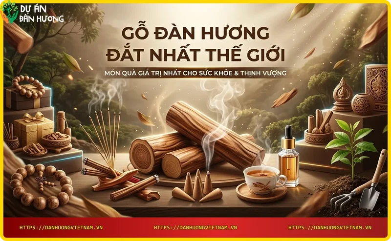 Các sản phẩm từ gỗ đàn hương: tượng, vòng tay, tinh dầu