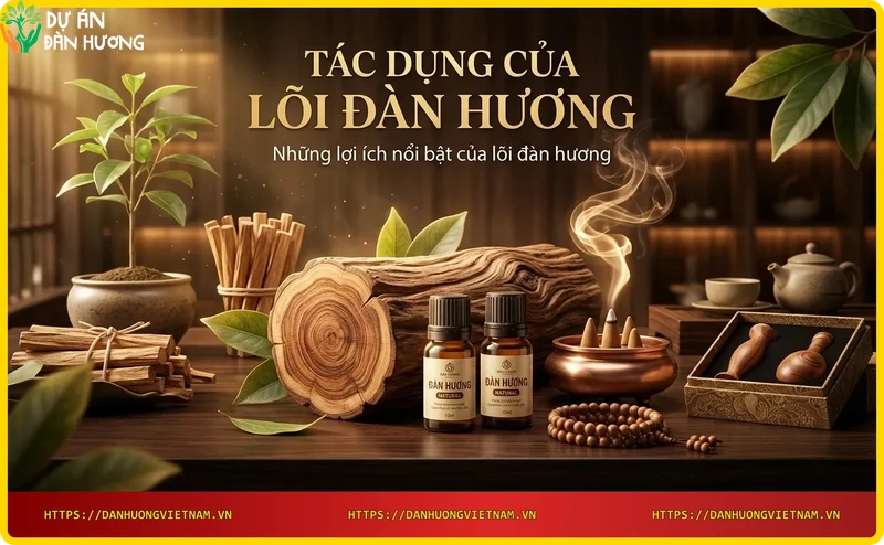 Các sản phẩm từ lõi đàn hương: vòng tay, nhang, tinh dầu