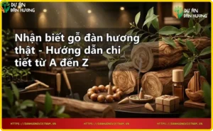 Các tiêu chí nhận biết gỗ đàn hương thật bao gồm vân gỗ, trọng lượng, mùi hương