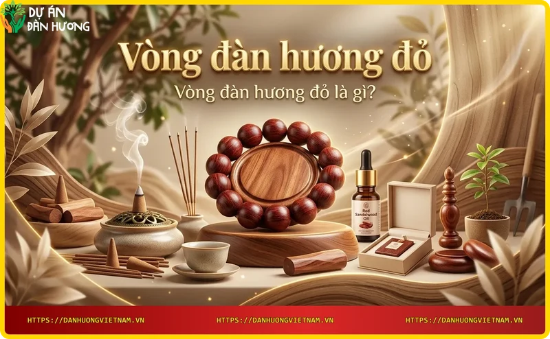 Cận cảnh vòng đàn hương đỏ với vân gỗ tự nhiên