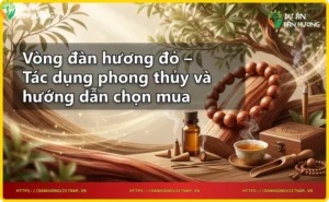 Cận cảnh vòng đàn hương đỏ với vân gỗ tự nhiên