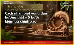 Cận cảnh vòng đàn hương thật với vân gỗ tự nhiên mịn đều