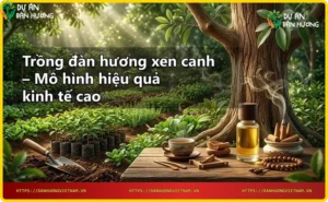 Cánh đồng trồng đàn hương xen canh với cây lạc và đậu