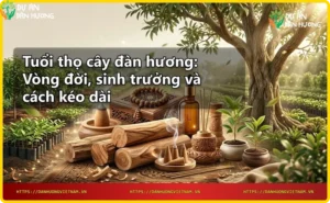 Cây đàn hương non mới trồng, đất ẩm và ánh sáng tự nhiên