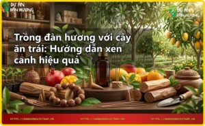 Cây đàn hương non trồng xen với cây xoài