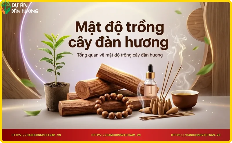 Cây đàn hương non với khoảng cách trồng được đo đạc chính xác