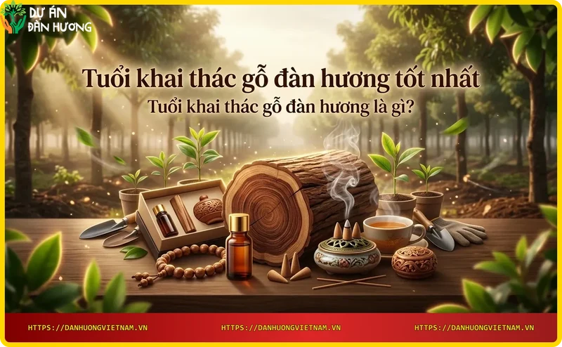 Cây đàn hương trưởng thành trong vườn ươm, mặt cắt lõi gỗ lộ rõ