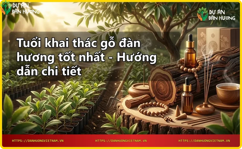 Cây đàn hương trưởng thành trong vườn ươm, mặt cắt lõi gỗ lộ rõ