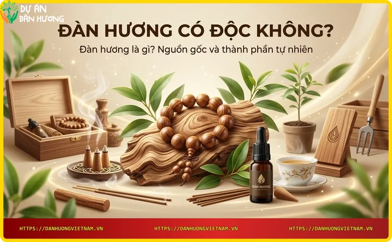 Cây đàn hương với thân gỗ và lá xanh