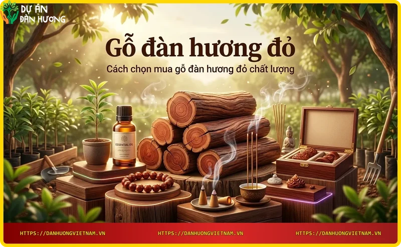 Chi tiết mặt cắt gỗ đàn hương đỏ chất lượng cao