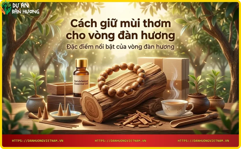Chi tiết vân gỗ mịn của vòng đàn hương