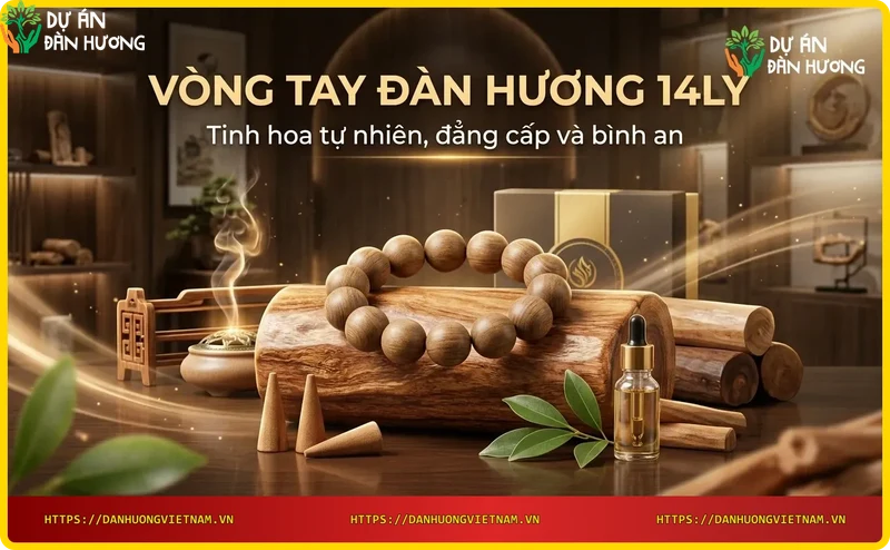 Chi tiết vòng tay đàn hương 14ly với vân gỗ tự nhiên