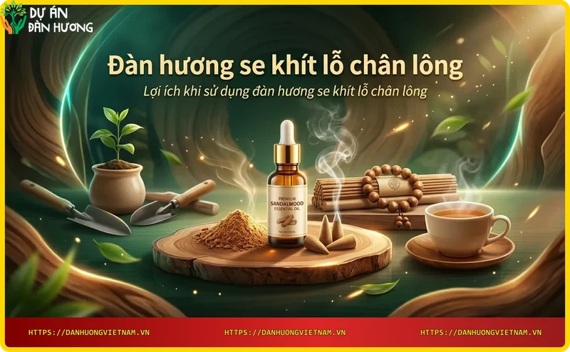 Da mịn màng với lỗ chân lông se khít sau khi sử dụng đàn hương, hiệu ứng ánh sáng vàng lấp lánh