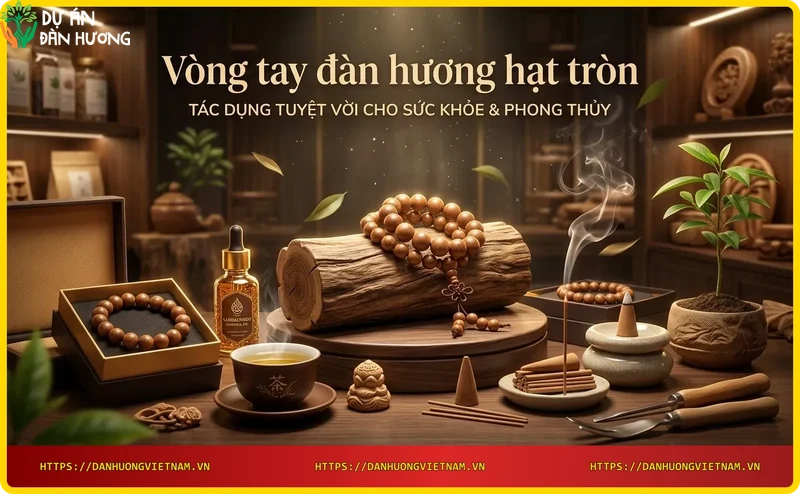 Đeo vòng tay đàn hương hạt tròn trong không gian thư giãn
