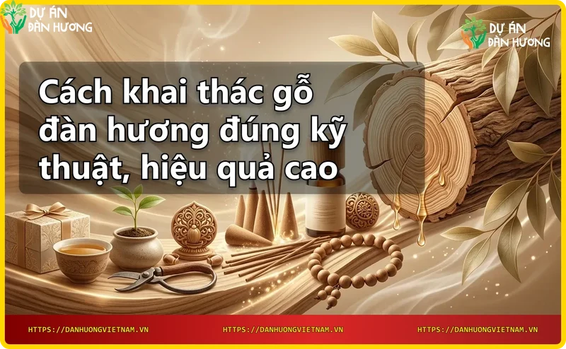 Đống gỗ đàn hương mới khai thác xếp chồng, lộ rõ lõi gỗ màu nâu sẫm
