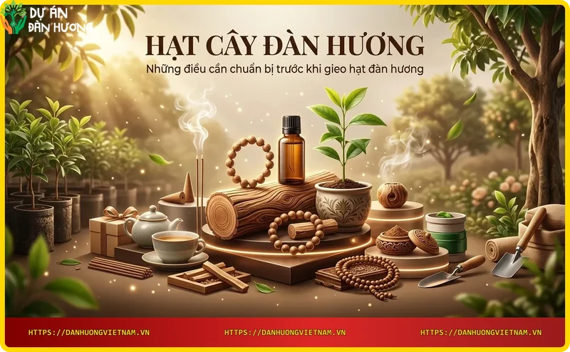 Dụng cụ chuẩn bị gieo hạt đàn hương: ngâm nước ấm, mài vỏ, giá thể