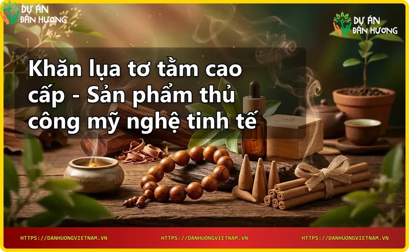 Hình ảnh khăn lụa tơ tằm được nâng niu trên tay