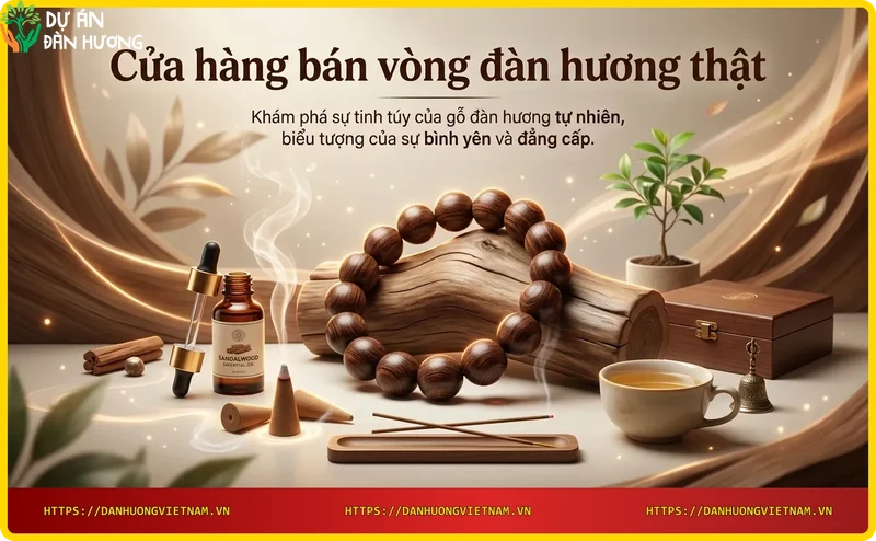 Hình ảnh minh họa vòng đàn hương thật và nhu cầu tìm mua sản phẩm