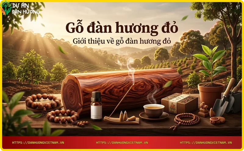 Khối gỗ đàn hương đỏ với vân gỗ đẹp