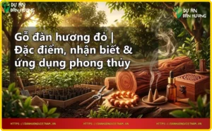 Khối gỗ đàn hương đỏ với vân gỗ đẹp