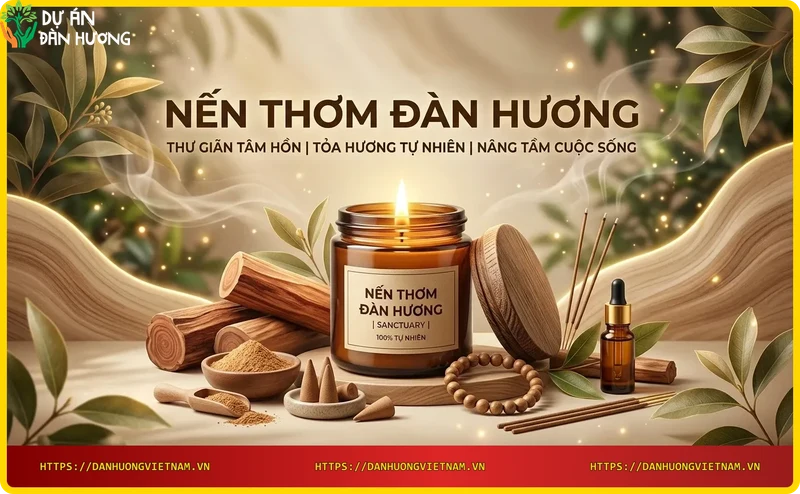 Không gian thư giãn với nến thơm đàn hương và người thư giãn