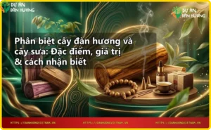 Khúc gỗ đàn hương và gỗ sưa cạnh nhau cho thấy sự khác biệt về màu sắc và vân gỗ