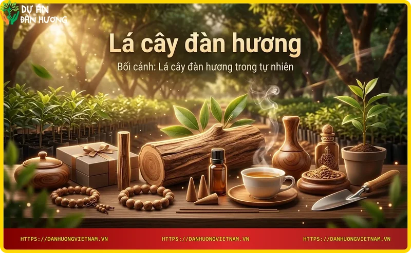 Lá cây đàn hương trong tự nhiên - cành cây với lá xanh bóng