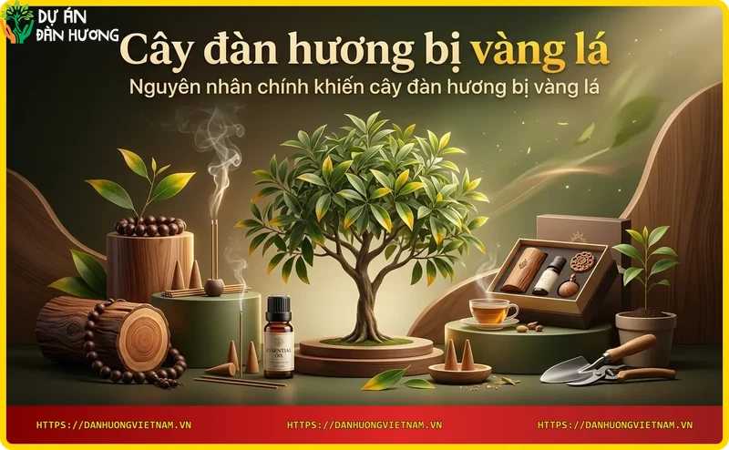 Lá đàn hương bị vàng do thiếu dinh dưỡng