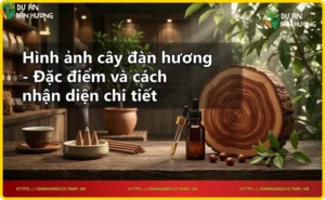 Lá mọc đối, hoa tím hồng và quả đen của cây đàn hương