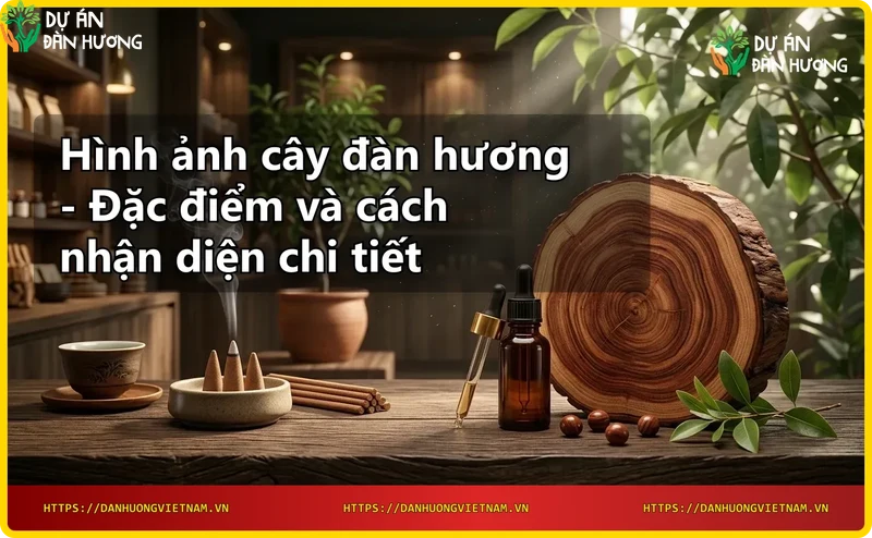 Lá mọc đối, hoa tím hồng và quả đen của cây đàn hương