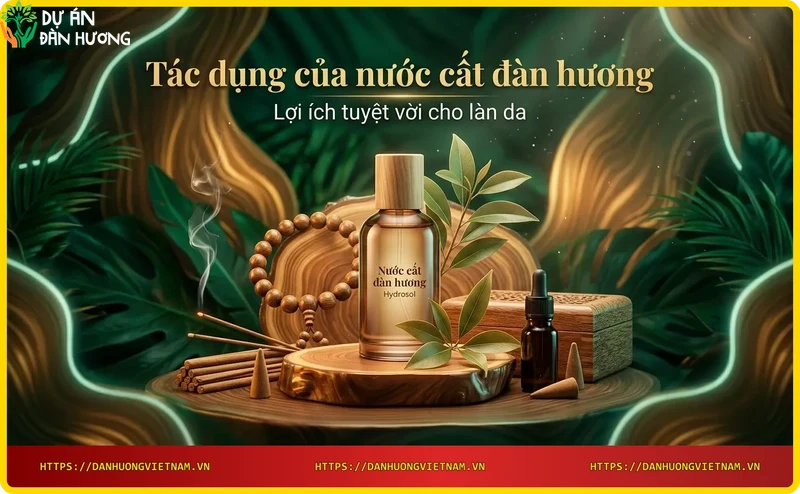 Làn da được xịt nước cất đàn hương với hiệu ứng sáng khỏe và lỗ chân lông se khít
