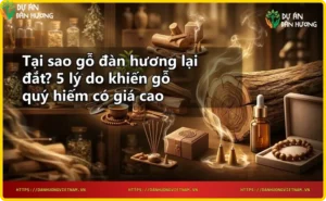 Mặt cắt gỗ đàn hương với vân gỗ mịn và màu nâu vàng tự nhiên