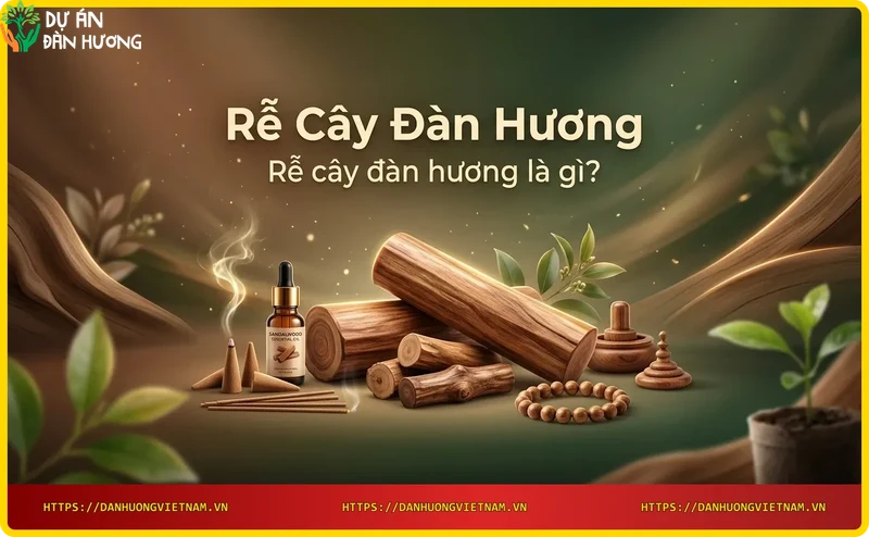 Mặt cắt rễ cây đàn hương với vân gỗ và tinh dầu đậm đặc