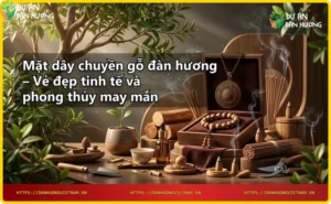 Mặt dây chuyền gỗ đàn hương trên nền gỗ tự nhiên