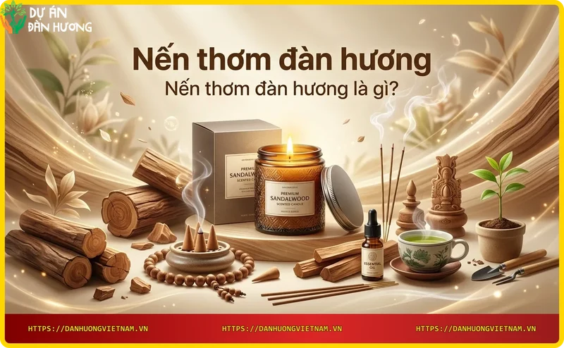 Nến thơm đàn hương đang được thắp sáng với ánh sáng ấm
