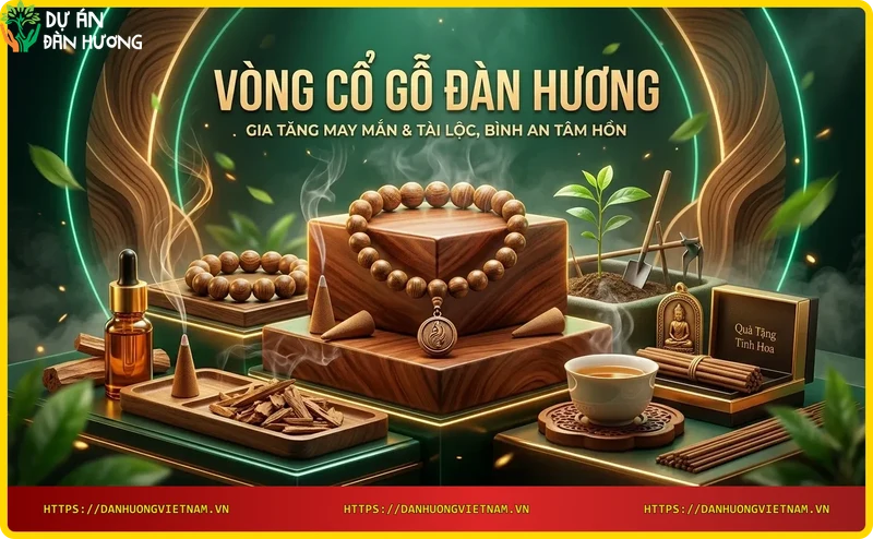 Người đeo vòng cổ gỗ đàn hương thiền định trong thiên nhiên