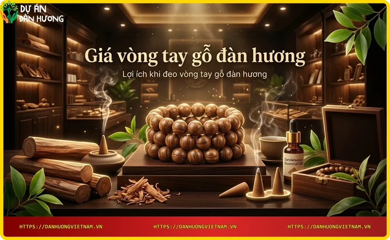 Người đeo vòng tay gỗ đàn hương thư giãn cùng hương thơm